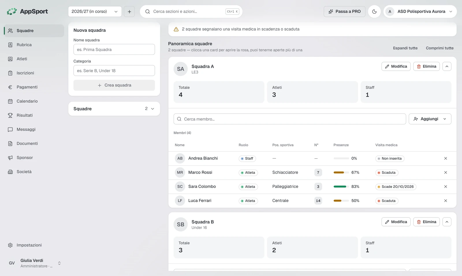 Gestionale di GeaSport sul computer